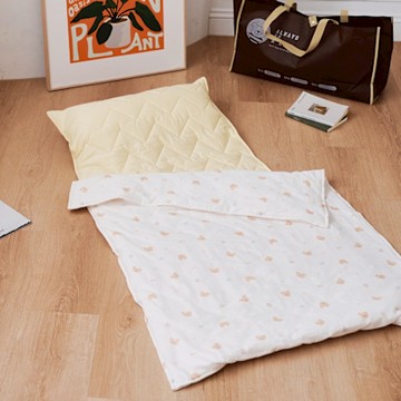 BUHO 便攜式天然純棉透氣雙層紗兒童睡墊四季被三件組-台灣製A/B版設計(快樂小熊)