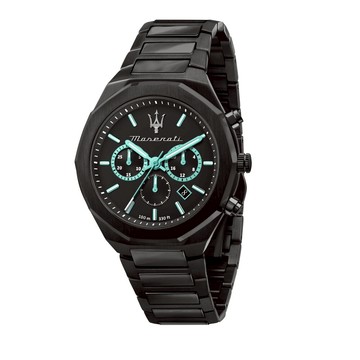 送禮首選★MASERATI 瑪莎拉蒂 AQUA STILE 海洋水色超現代黑鋼腕錶45mm(R8873644001)  附提袋【全館滿額折價★APP下單點數4倍送】線上購買享_實體門市同步服務