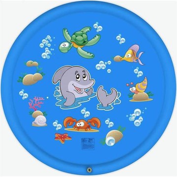 跨境現貨170CM/150cm兒童戶外海豚戲水墊圓形灑水墊防濺墊可定制