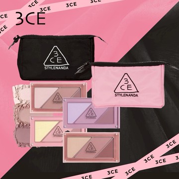 新禮物【3CE】疊疊樂磁吸腮紅盤+化妝包套禮