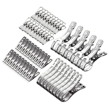 不銹鋼夾子 多入組 不鏽鋼 衣夾 曬衣夾 棉被夾 晾衣夾 大夾子 扁嘴夾 線夾 防風夾【QRI2308】《Jami》