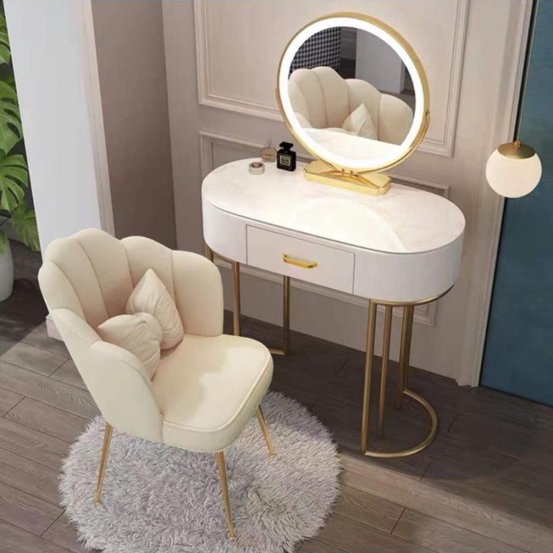 ドレッサー 北欧風 ガラス天板 120cm 鏡台