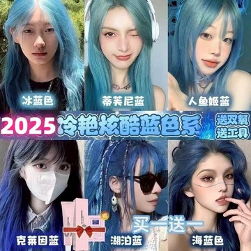臺灣48H🚚湖泊藍色染髮膏 2026顯白流行色 冰藍染髮 克萊因藍 海藍 霧霾藍 灰色染髮劑