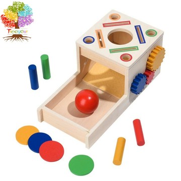 【樹年】蒙特梭利教具早教齒輪投幣盒幼兒園益智顏色配對永久目標盒玩具