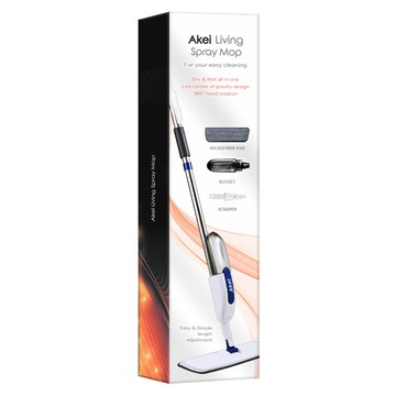 AKei. 噴霧拖把 + 超細纖維拖布 4入 + 刮刀  1組  126 x 36 x 11cm