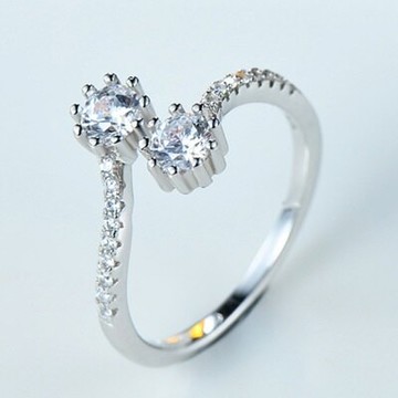 925純銀戒指水晶開口戒-時尚氣質九爪鑲鑽七夕情人節生日禮物女飾品73kd46【獨家進口】【米蘭精品】