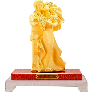 結婚禮物 絨沙金工藝品擺件 百年好合西式結婚公仔送閨蜜朋友新婚