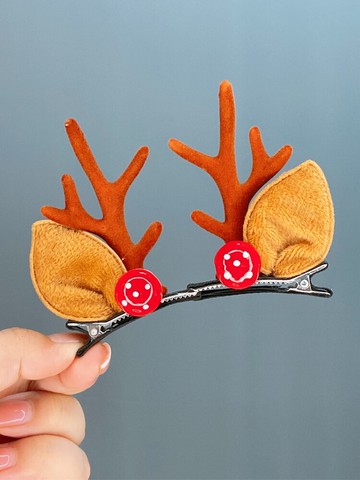 新款網紅圣誕節鹿角頭飾發夾森女系發飾裝飾頭扣鴨嘴夾小麋鹿發卡