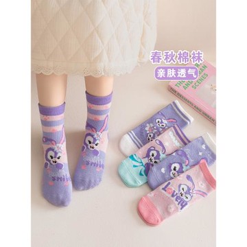 女童襪子卡通星黛露春秋季純棉中筒襪女孩寶寶兒童襪子女秋冬薄款