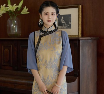 【縵紗】 新中式復古/倒大袖古法假兩件旗袍