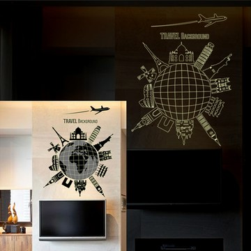 WE CHAMP 世界城市景觀夜光壁貼 WTB-734  90 x 60 x 0.2cm  黑色 + 灰色