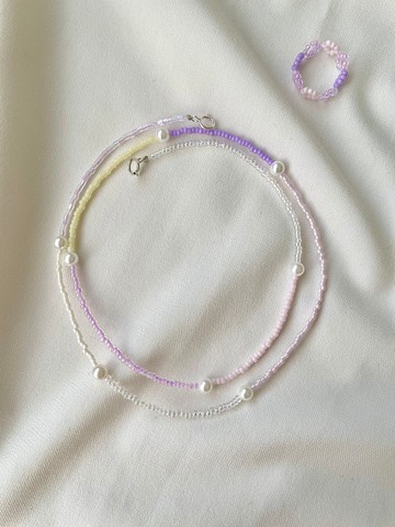 粉嫩系 繽紛系 貝殼珍珠 口罩鍊 純銀 項鍊 鎖骨鍊