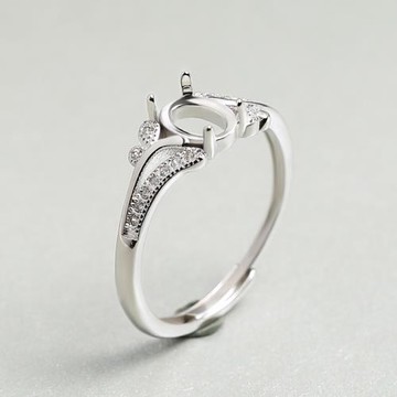 戒指托女款鑲嵌蜜蠟琥珀戒面橢圓形diy戒托8*10 10*13空托鍍925銀