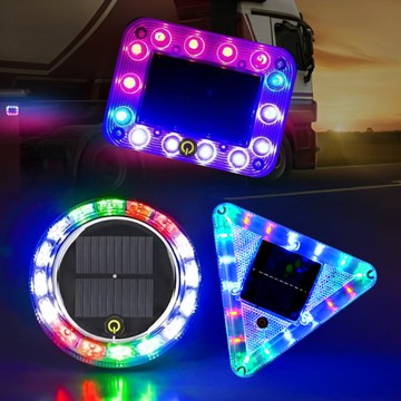 joeki觸控三代圓形 太陽能警示燈 警示燈 車尾燈 太陽能led燈 cy0052