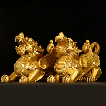 招財擺件送禮禮品 貔貅擺件霸王貔貅皮丘家用辦公室門店桌面裝飾品公母一對大號貔貅