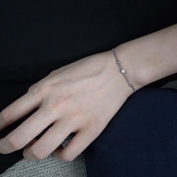 An:sr--925銀『幾何圖形個性手鍊』韓系 百搭 日常 穿搭 純銀 幾何 圖形 手鍊C0012