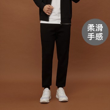 GIORDANO 男裝彈力柔滑休閒褲 - 09 標誌黑