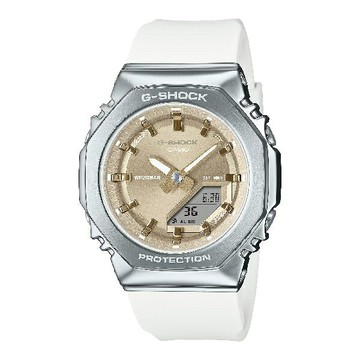 CASIO卡西歐 GM-S2110-7A9 八角形拋光金屬雙顯女錶 米色面 40.5mm ｜樂天領券現折★全館特惠中★指定刷卡回饋10%