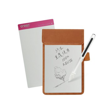 【Green Board】7.2吋磁性電紙板 MT7進階收納組(電紙板x2+手寫筆+皮革夾) MIT雙專利設計 0.5mm超薄軟性電子紙 局部清除手寫板