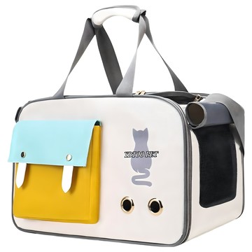 毛皇上 寵物外出行李包 手提包  米拼黃  1個  45 x 25 x 28cm