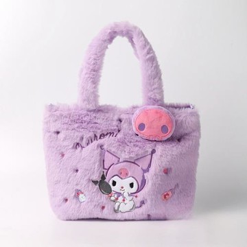 kuromi手提包毛絨斜跨包兒童單肩包收納斜挎包庫洛米大容量購物袋