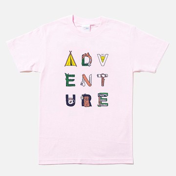 Adventure Typography 中性短袖T恤 淺粉 戶外冒險探險運動露營