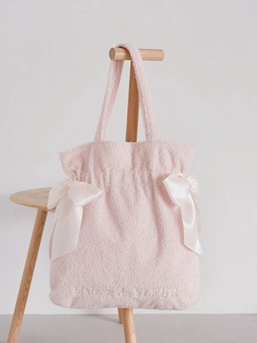 暖毛絨雙絲帶束口手提托特包(08000830300) - Maison de FLEUR