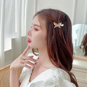 精致蝴蝶夾子頭飾發夾森系仙女超仙韓國網紅水晶鴨嘴夾發卡劉海夾