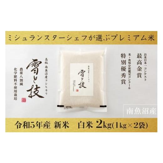 ふるさと納税 新潟県 南魚沼市 最高金賞受賞 南魚沼産コシヒカリ 雪と技  2kg (1kg×2袋)   農薬8割減・化学肥料不使用栽培