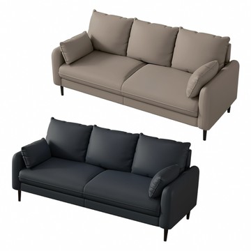 【IDEA】艾樂現代貓抓皮圓潤舒適三人沙發/皮沙發(2色任選)卡其