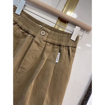 哈倫蘿卜褲九分日系翻邊休閑老爹褲韓版工裝松緊腰顯瘦復古女秋冬