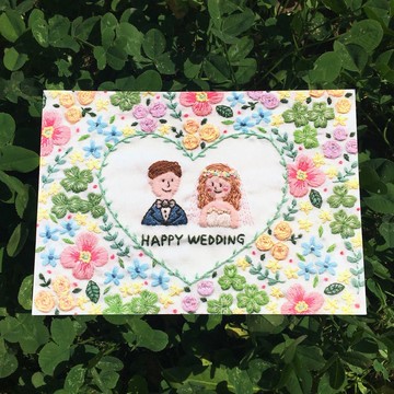 刺繡照片明信片No.12 ( Happy Wedding)