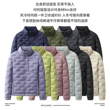 【HOT 本舖】男装新國標高品質90白鴨絨保暖外套男士跨境直播爆款立領羽絨服