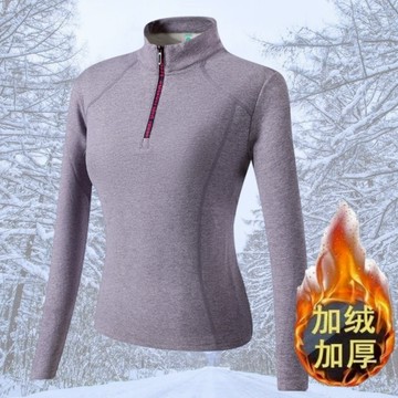 台灣出貨【衣貳山】冬季女款加絨長袖 加絨女款長袖上衣 戶外保暖內刷毛長袖 冬季必備素色 百搭長袖上衣 修身顯瘦 長袖保暖