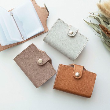 筆記本型名片夾【收縮】姬路皮革真皮卡槽收納母親節 HS42K