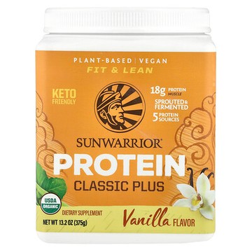 Sunwarrior, Protein Classic Plus，植物基，香草味，13.2 盎司（375 克）