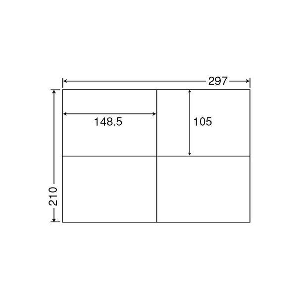 東洋印刷 ナナコピー シートカットラベルマルチタイプ A4 4面 148.5×105mm C4i 1セット(2500シート:500シート×5箱)