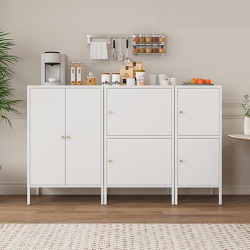 免運附發票 超低價 工廠直銷 鐵藝餐邊櫃家用鐵皮櫃歐式雙開門儲物櫃陽臺防銹飄窗櫃臥室收納櫃 出貨快CH71030