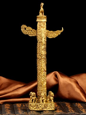 歐圣英銅華表擺件流云龍柱盤龍柱辦公室客廳裝飾工藝品天安門紀念