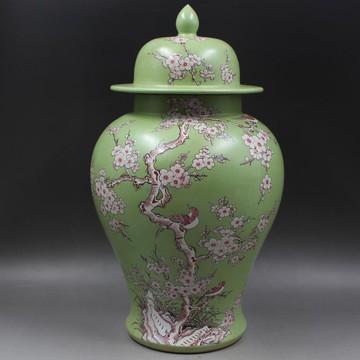 清康熙年制無光釉粉彩喜上眉梢將軍罐老擺件仿古出土瓷器古玩收藏1入