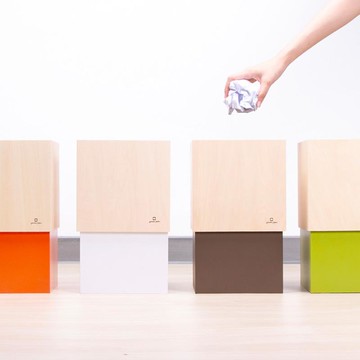 手作積木垃圾桶 雪皓白