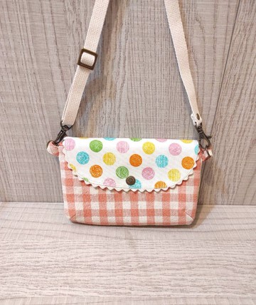 手機隨身包-亮橘色格子粉彩