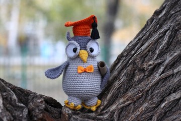 鉤針貓頭鷹，鉤針貓頭鷹毛絨玩具，貓頭鷹玩具，針織貓頭鷹，可愛毛絨貓頭鷹