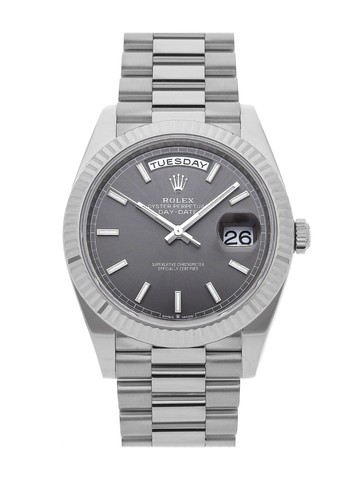 Rolex - 2021 pre-owned Day-Date 40mm - unisex - Rhodium/18kt White Gold - One Size - Grey