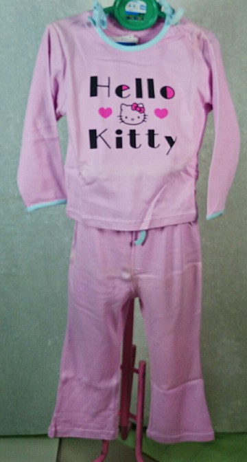 【震撼精品百貨】Hello Kitty 凱蒂貓 童裝 長袖衣褲 粉藍 震撼日式精品百貨