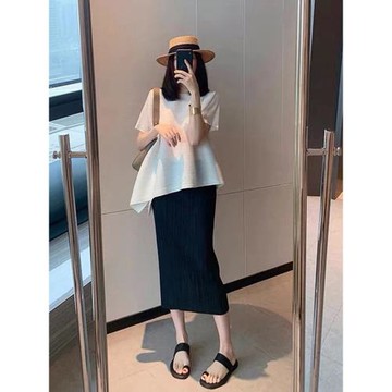 三宅半身裙 褶皺裙春夏側邊開叉高腰顯瘦包臀百褶裙女中長款裙子