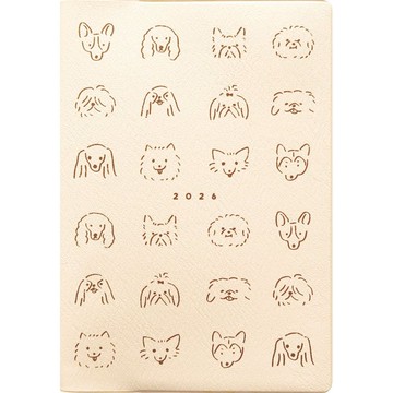 MATOKA 手帳 2026 年版 1 月開始 B6 月曆式 全彩 Doggy Vanilla
