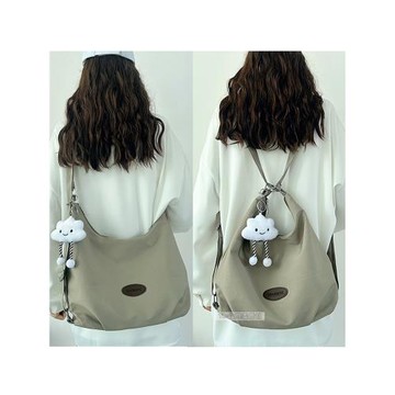 雙肩包包女大容量帆布三用背包大學生通勤上課書包單肩托特包斜跨