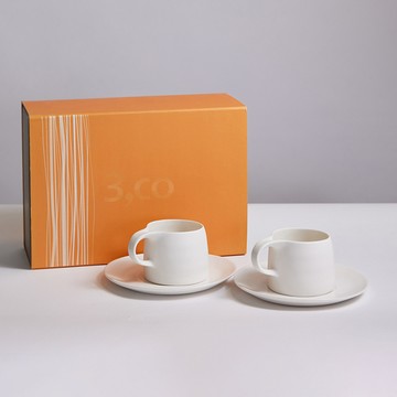 3,co｜卡布杯碟禮盒組 - 白+白(4件式)
