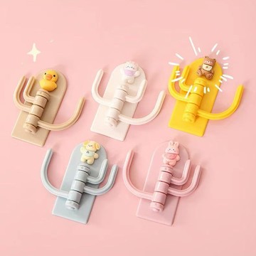 【台灣現貨 有開發票】三鈎旋轉掛勾 卡通動物三勾掛鈎 塑膠掛鈎 廚房壁掛 浴室掛勾 免釘 無痕掛勾 旋轉掛鉤